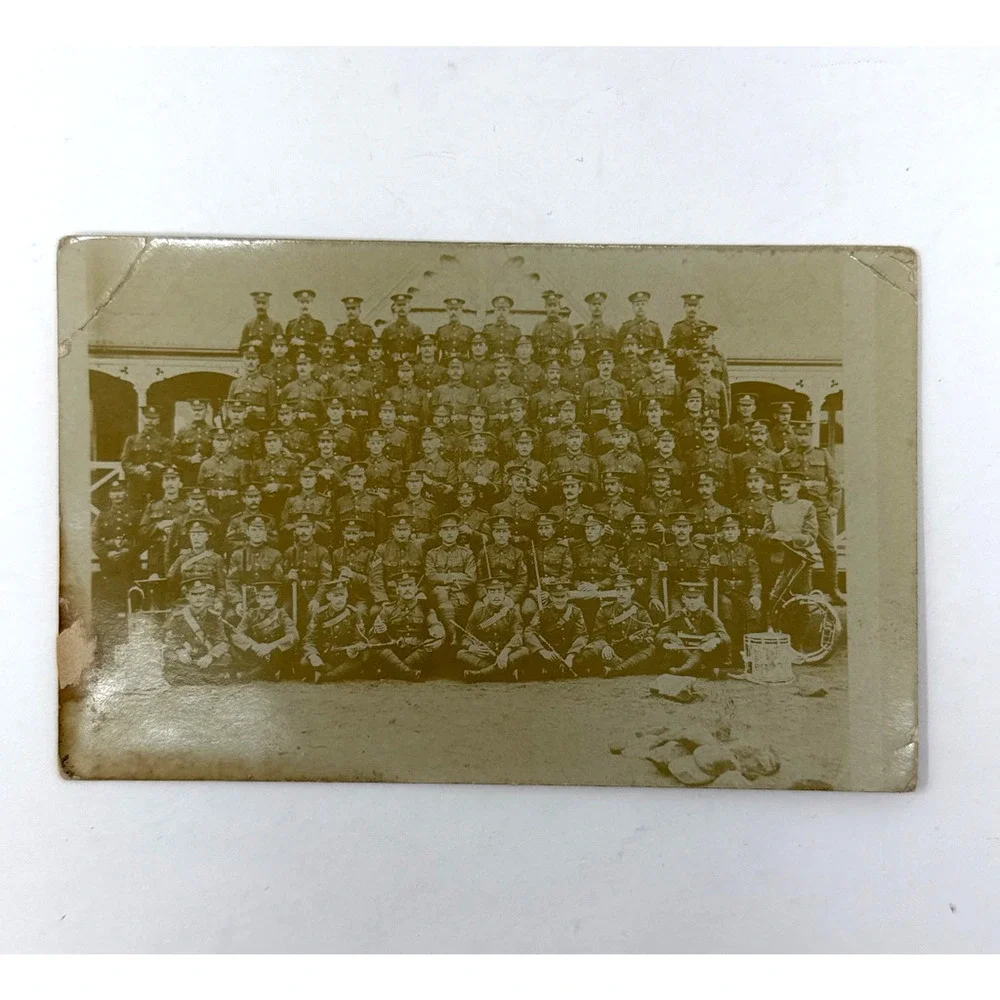 Antique RPPC British Soldiers Group Portrait Postcard Likely WWI Era